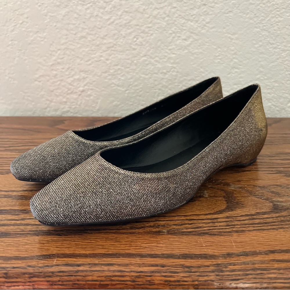 AQUATALIA Marcella Fabric Ballerina Flats Silver Gold Size 8.5